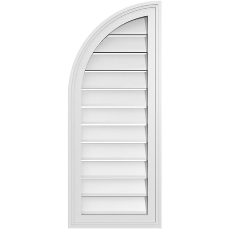 Ekena Millwork Quarter Round Top Left Surface Mount PVC Gable Vent w/ 2"W x 1-1/2"P Brickmould Frame, 14"W x 34"H GVPQL14X3402SF